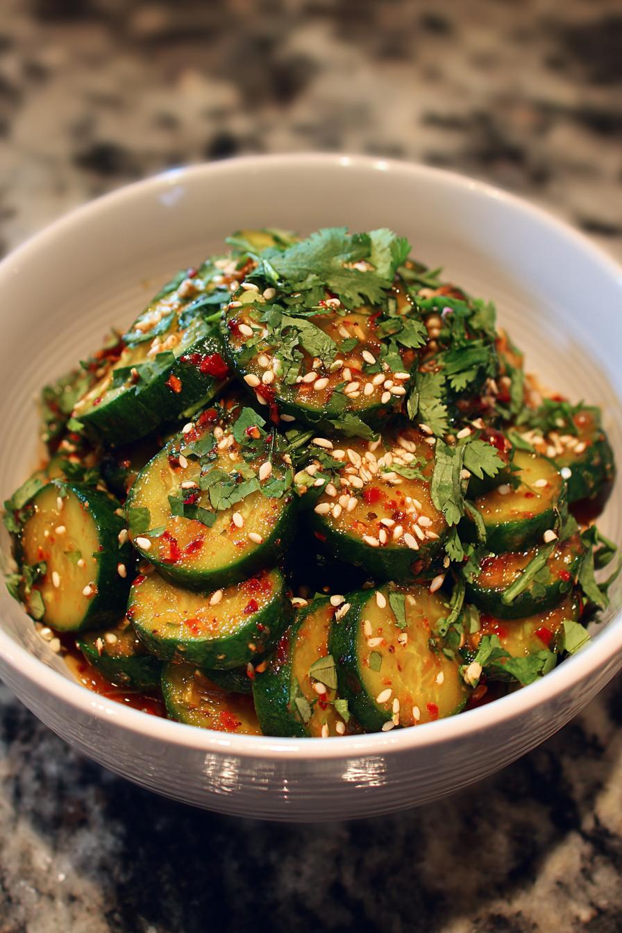 Asiatischer Gurkensalat mit Chili & Sesam - detail 1
