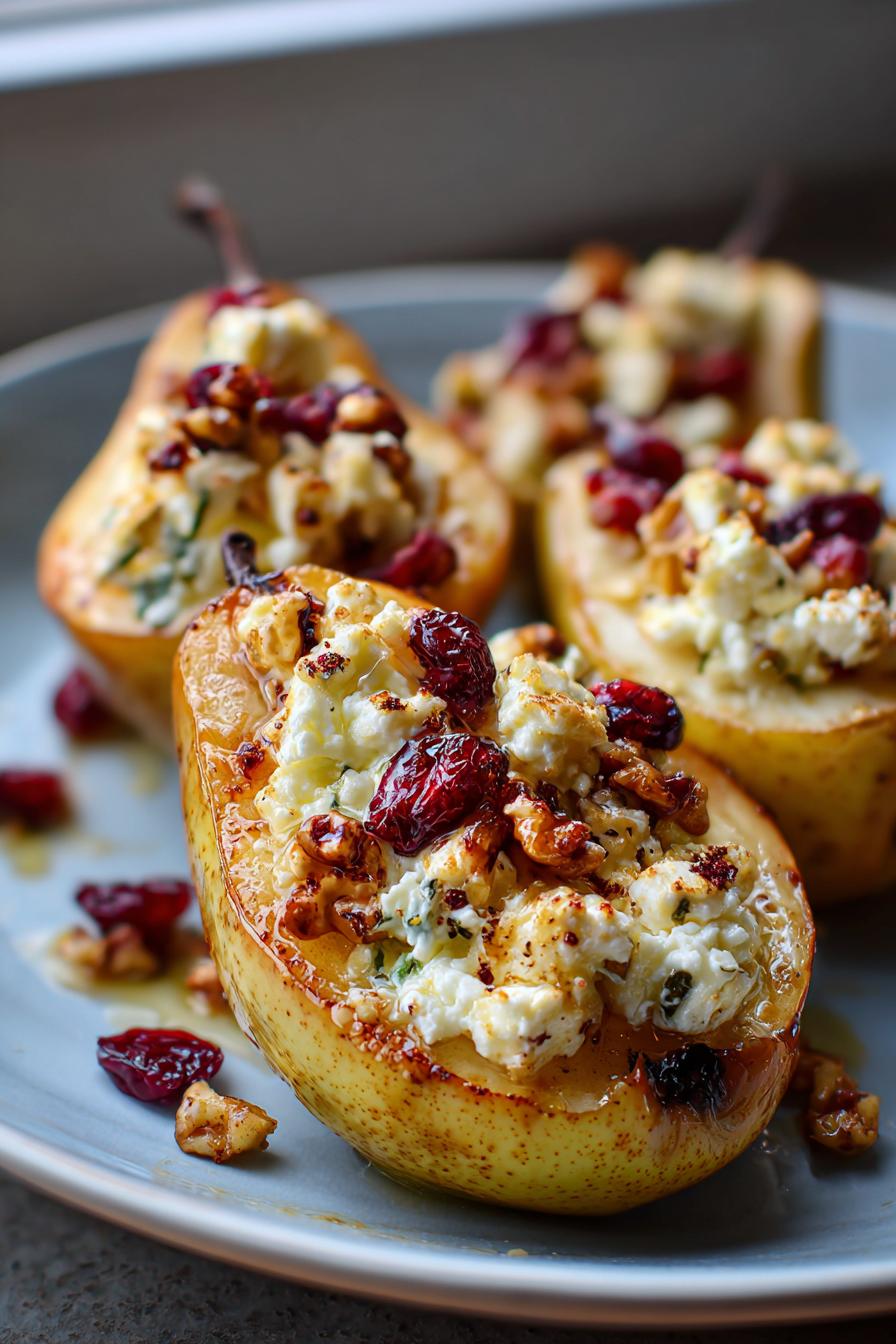 Gebackene Birnen mit Feta, Honig und Preiselbeeren - detail 2