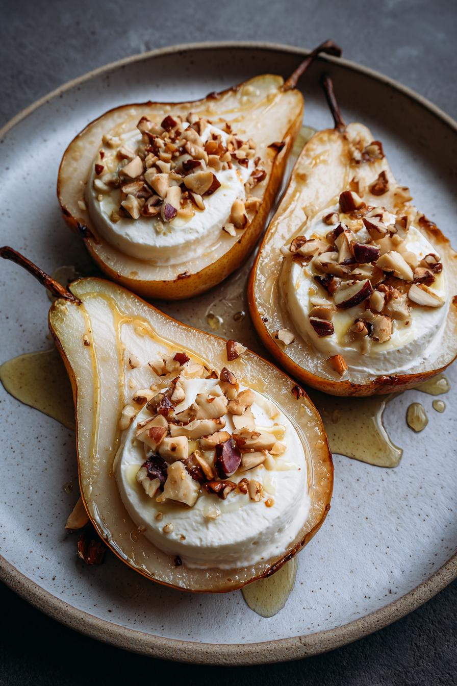 Gebratene Birnen mit Mascarpone, Honig und Nüssen - detail 1