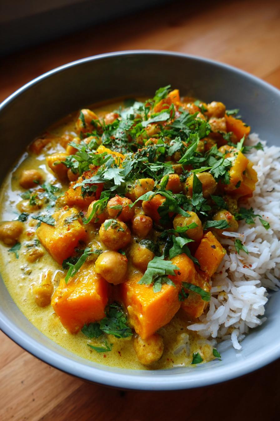 Kürbis-Curry mit Kichererbsen und Kokosmilch - detail 2