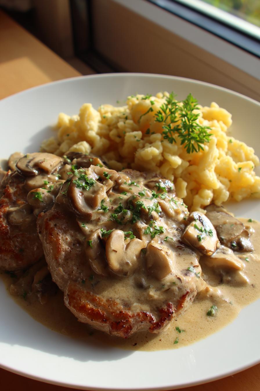 Medaillons in Champignon-Rahmsoße mit Spätzle - detail 1