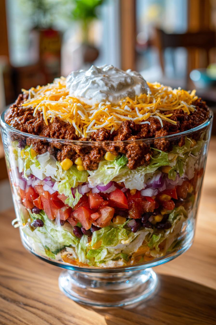 Mexikanischer Schichtsalat: Das geniale 7-Zutaten Rezept
