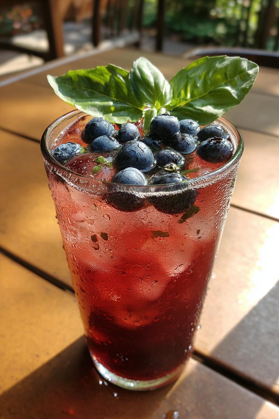 Refreshing blueberry basil iced tea for summer - detail 1