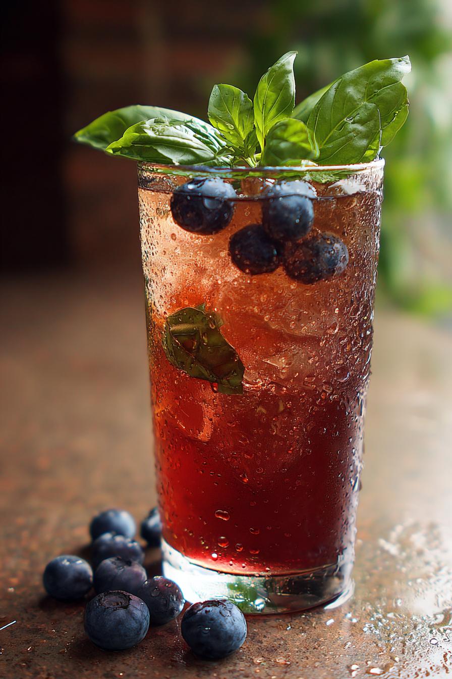 Refreshing blueberry basil iced tea for summer - detail 2