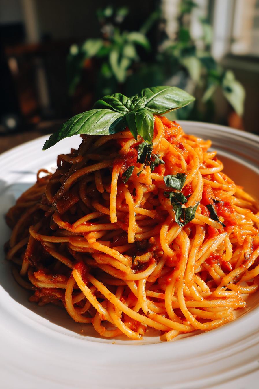 Vegane Tomaten-Basilikum-Pasta - detail 2