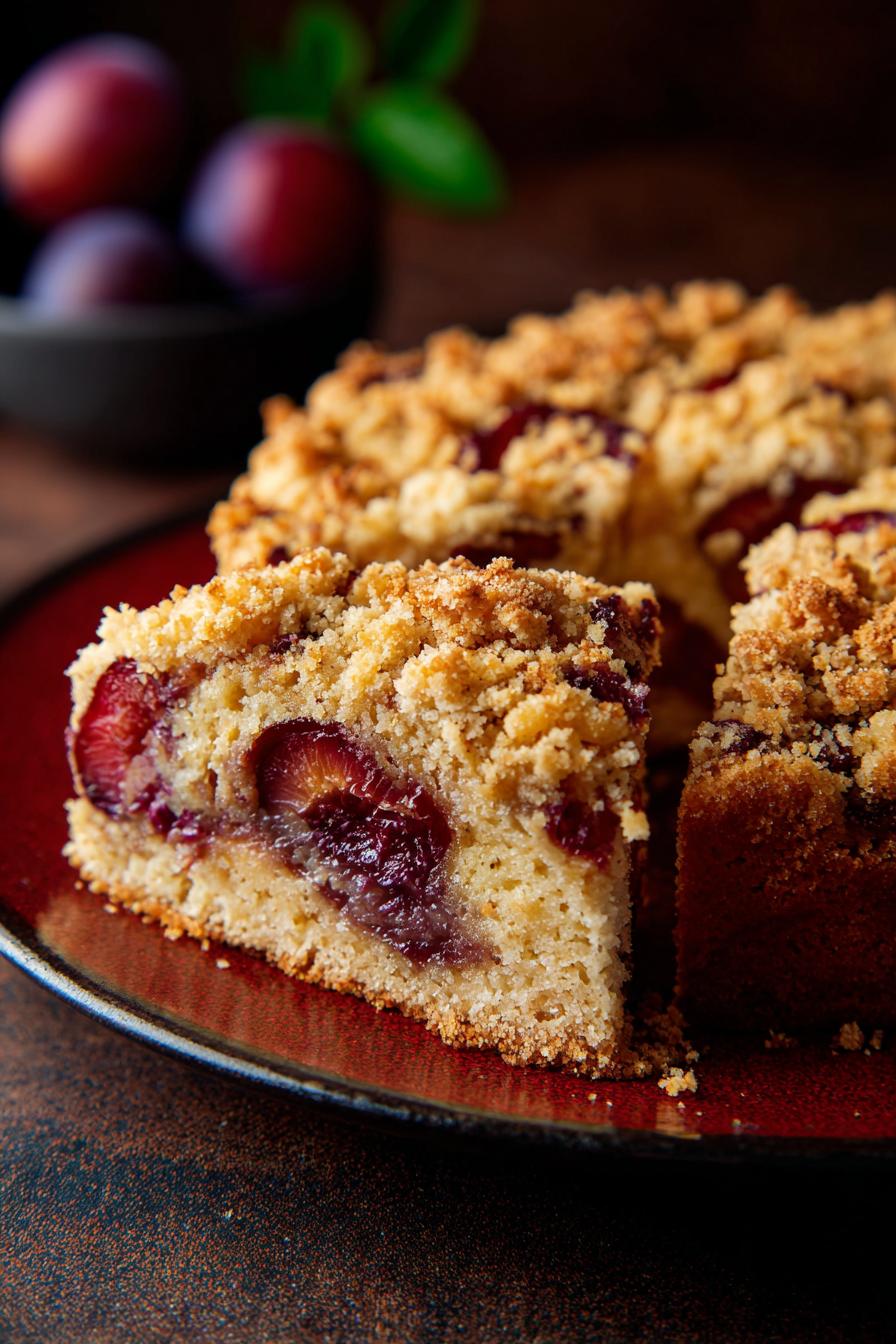 saftiger Pflaumenkuchen mit Streusel - detail 2
