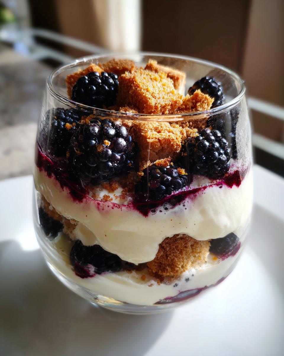 Cremiges Dessert im Glas mit Mascarpone & Brombeeren - detail 1
