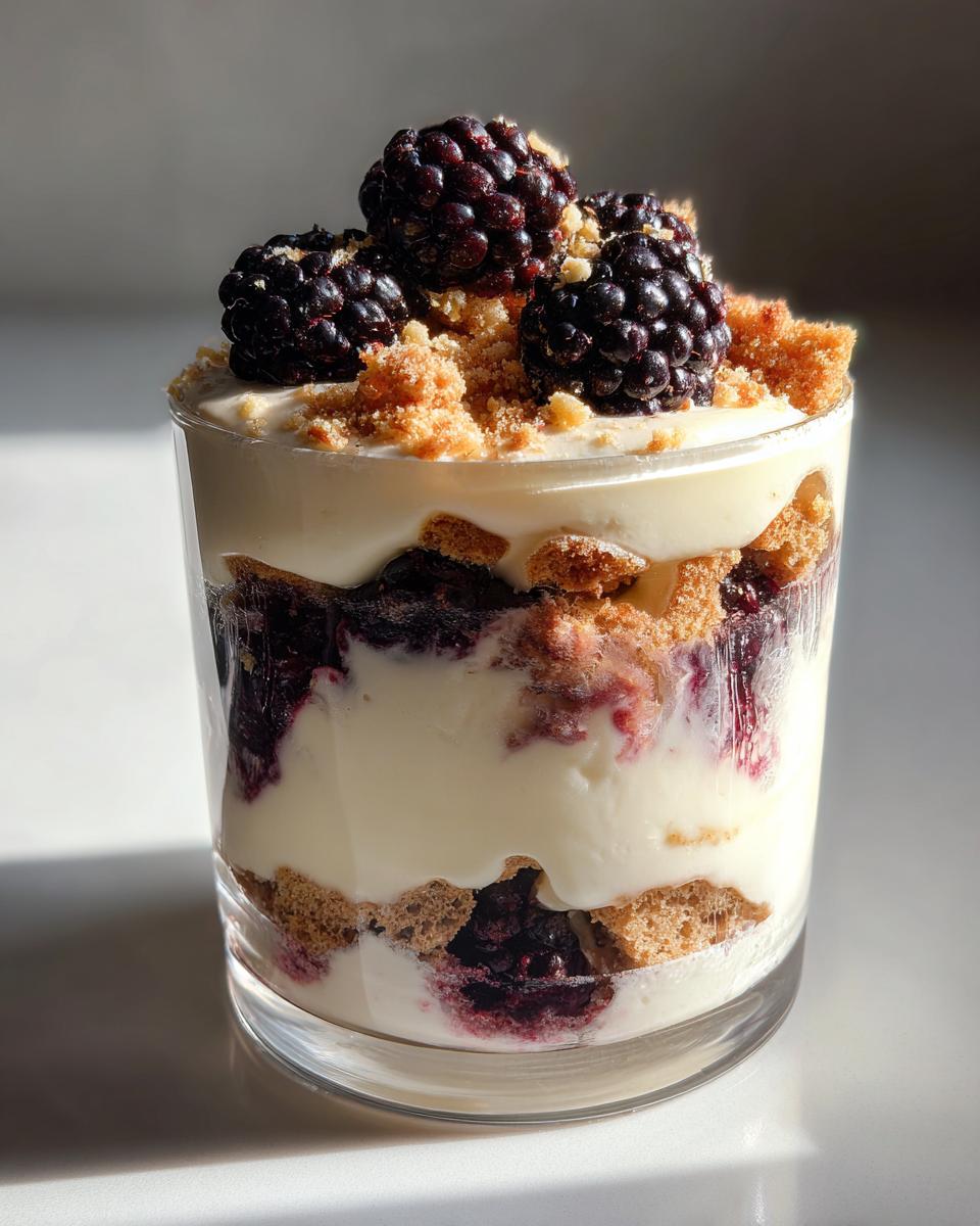 Cremiges Dessert im Glas mit Mascarpone & Brombeeren - detail 2