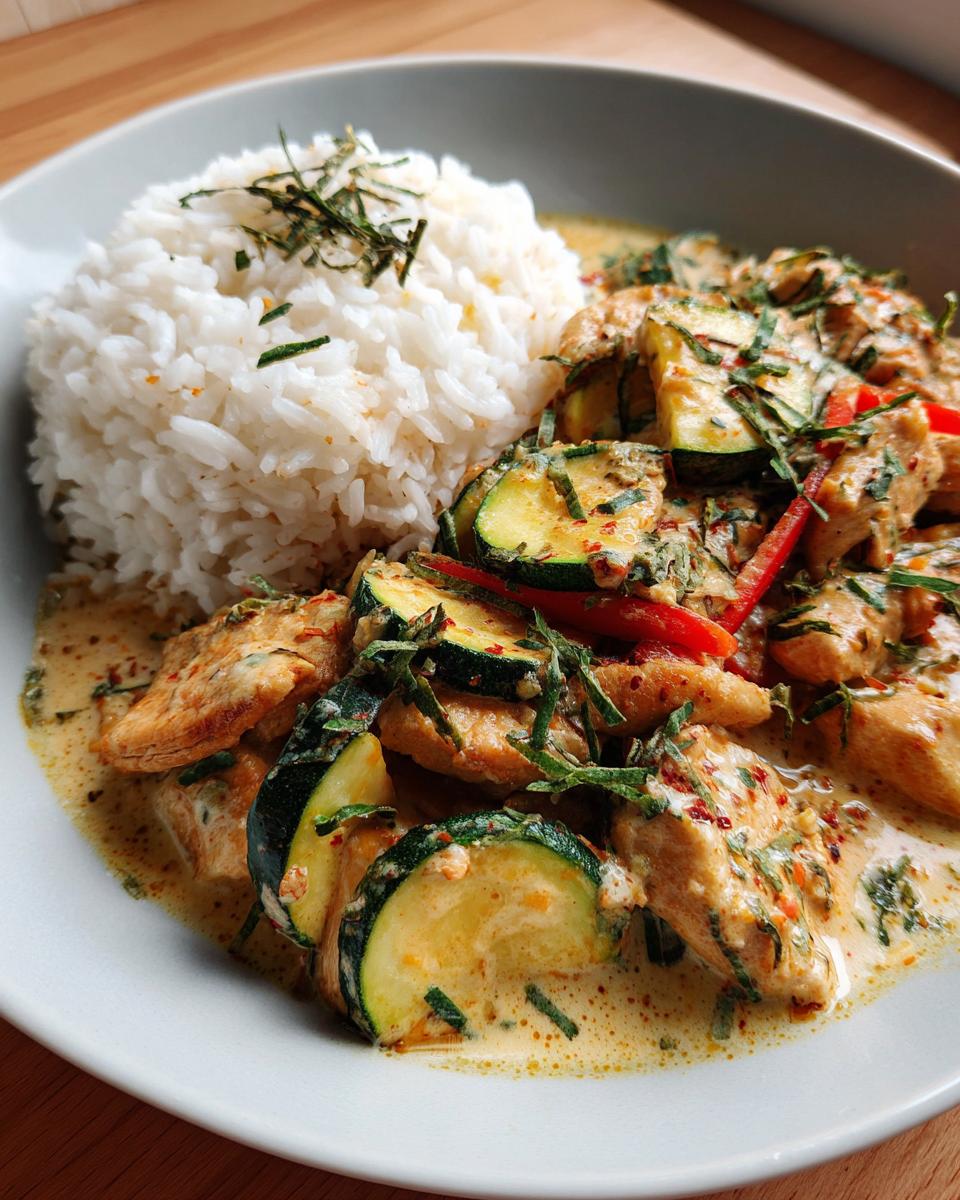 Cremiges Paprika-Zucchini-Hähnchen mit Jasminreis - detail 2