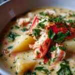Kartoffelcremesuppe mit Krabben