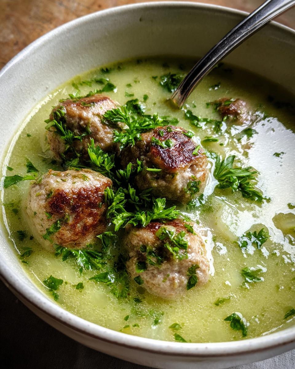 Kohlrabi Suppe mit Fleischklösschen - detail 1