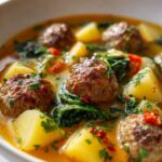 Kohlrabi Suppentopf mit Hackbällchen