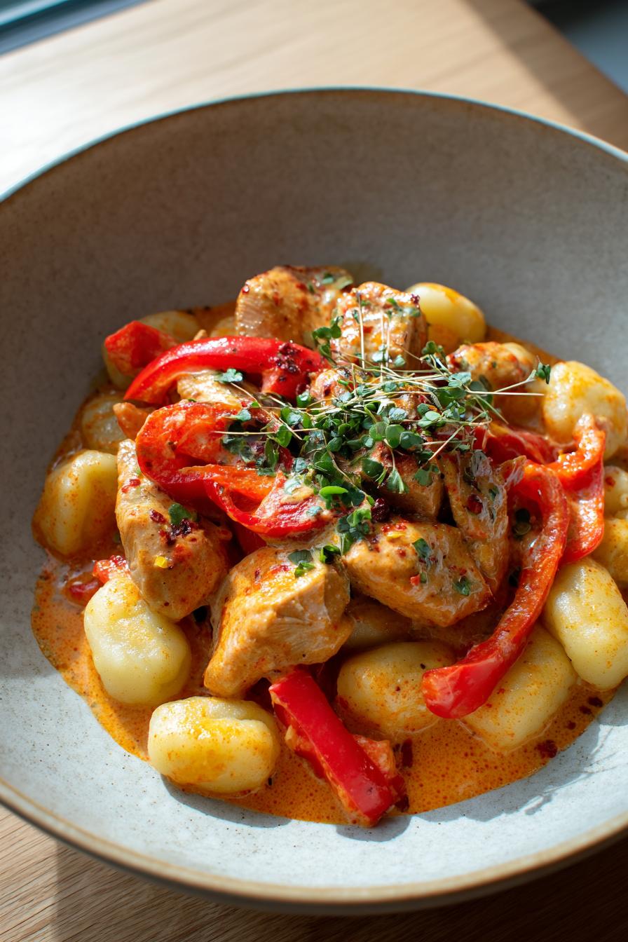 Paprika-Sahne-Hähnchen mit Gnocchi - detail 1