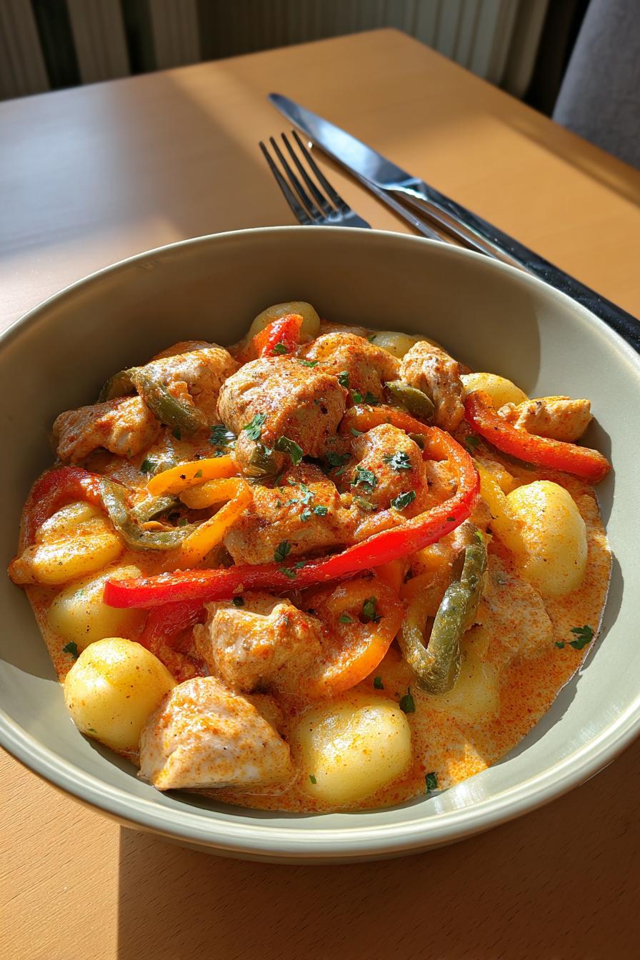 Paprika-Sahne-Hähnchen mit Gnocchi - detail 3