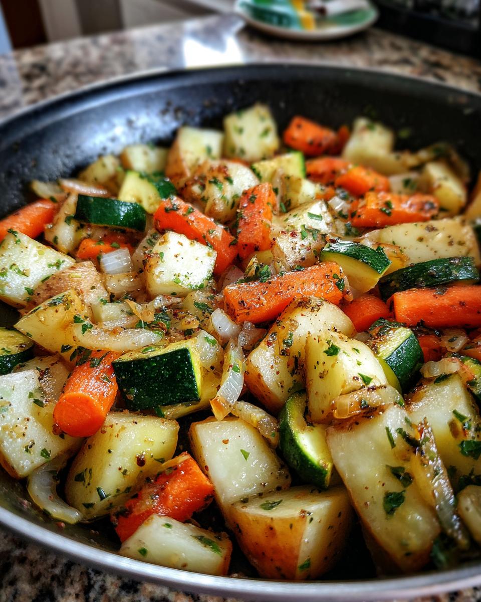 Schnelle Gemüsepfanne mit Kartoffeln, Karotten & Zucchini - detail 3