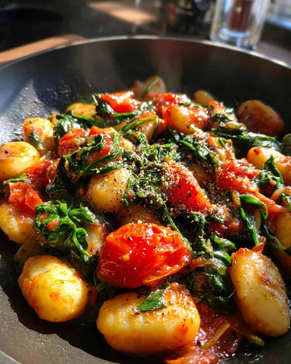 Schnelle Gnocchi-Pfanne mit Tomate & Spinat - detail 1