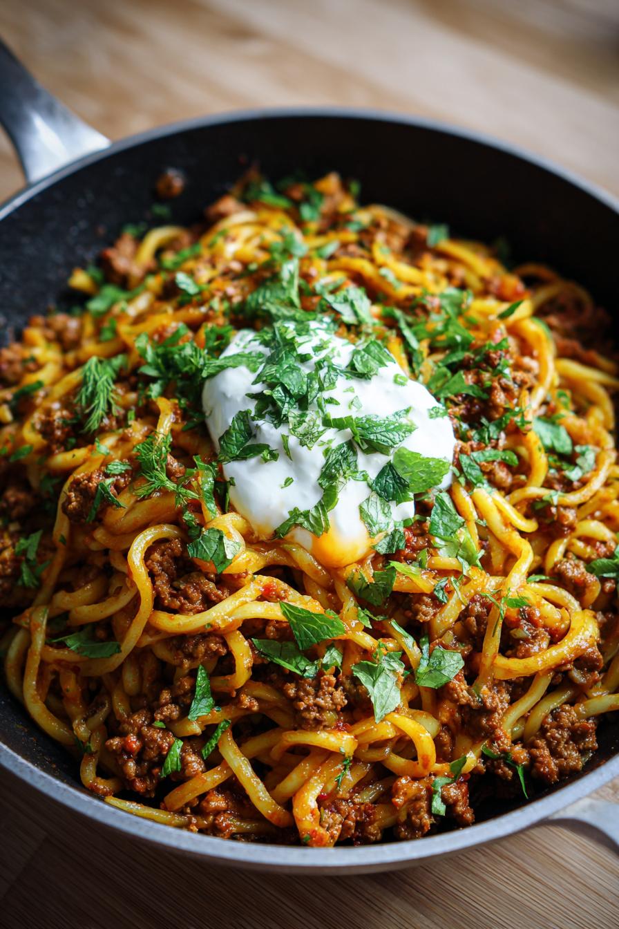 Türkische Nudelpfanne mit Minzjoghurt - detail 1
