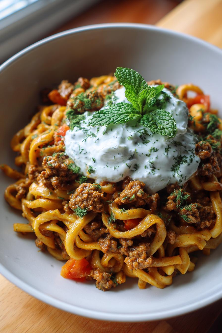 Türkische Nudelpfanne mit Minzjoghurt - detail 2