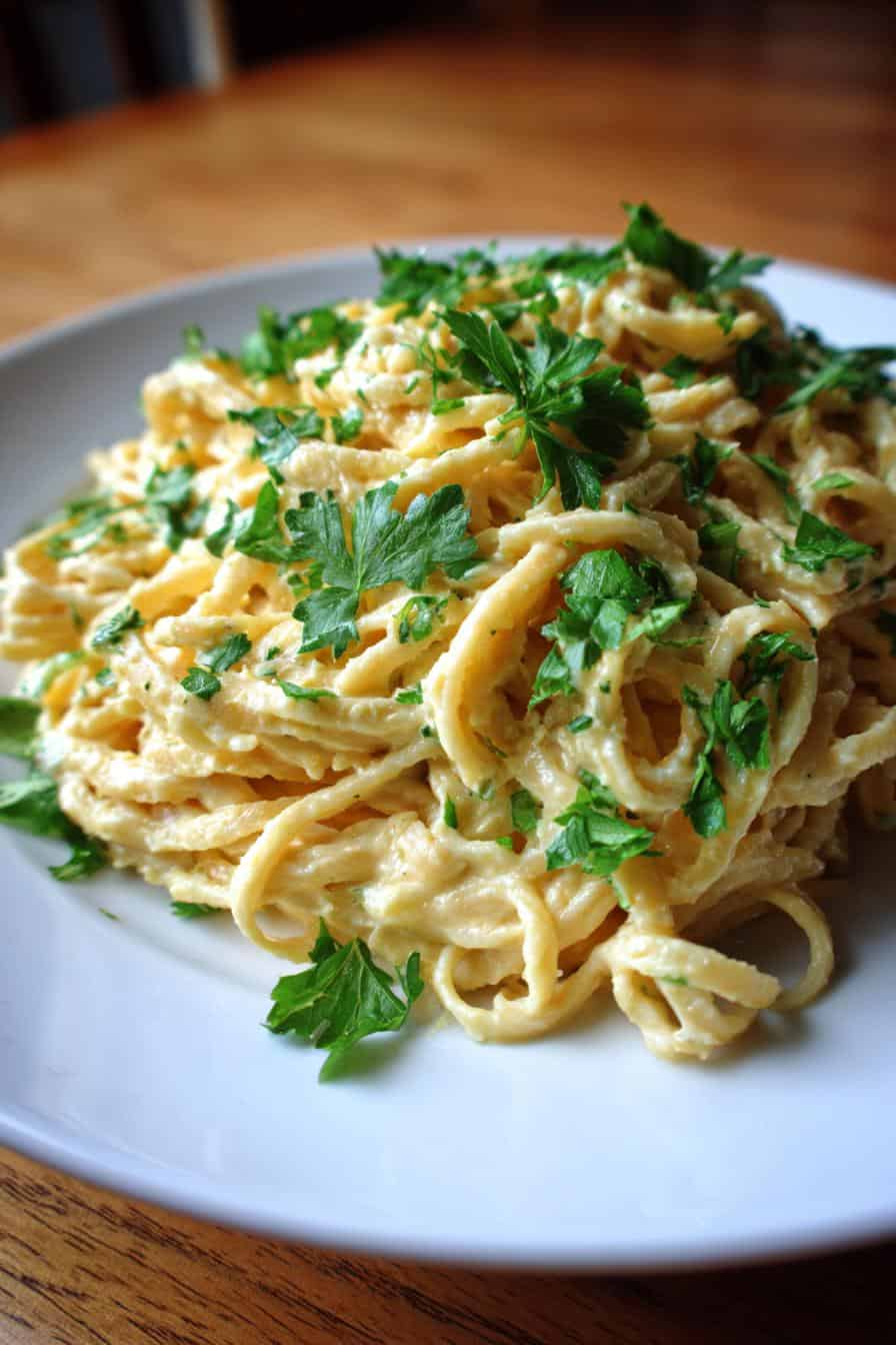 Blitzschnelle, sündhaft leckere Hummus Pasta in 15 Min