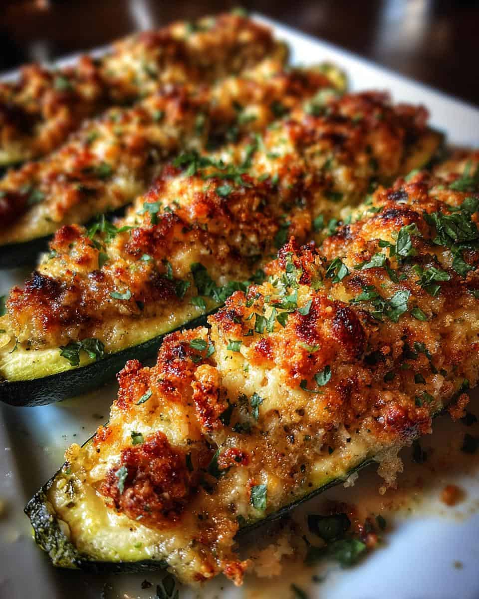 Überbackene Parmesan-Zucchini-Boote - detail 1