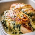 Cremige Hähnchenbrust mit Spinat und Cheddar