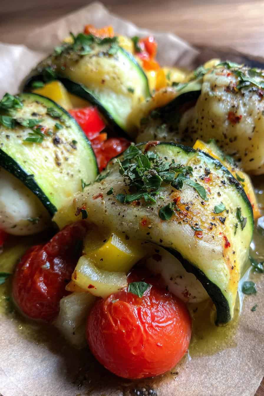 Unglaublich lecker: 4 Gemüse-Päckchen mit Mozzarella