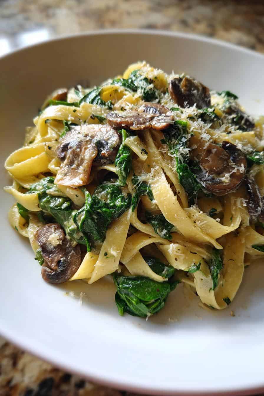 Unglaublich! Herzhaftes Spinat-Pilz-Fettuccine in 30 Minuten