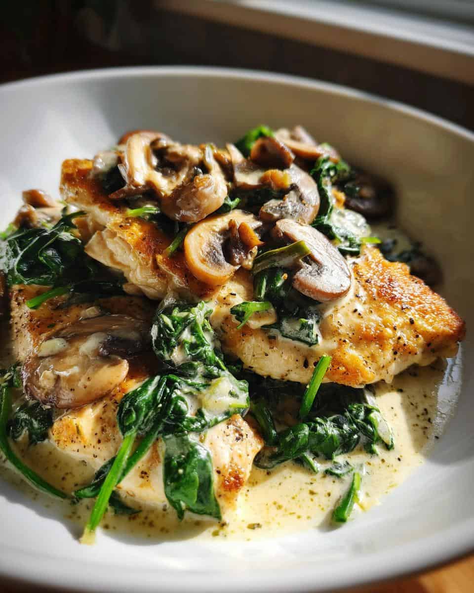 Hähnchen mit Spinat und Champignons - detail 1