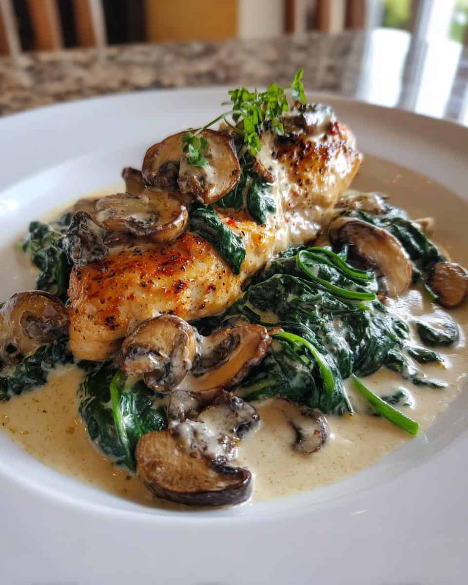 Hähnchen mit Spinat und Champignons - detail 2