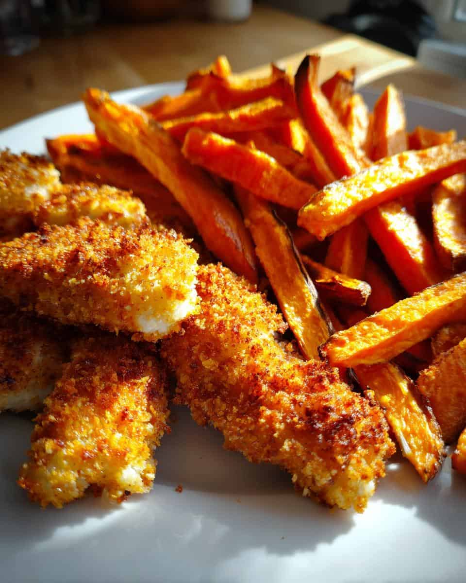 Krosse Fischstäbchen mit knusprigen Süßkartoffelpommes genießen - detail 1