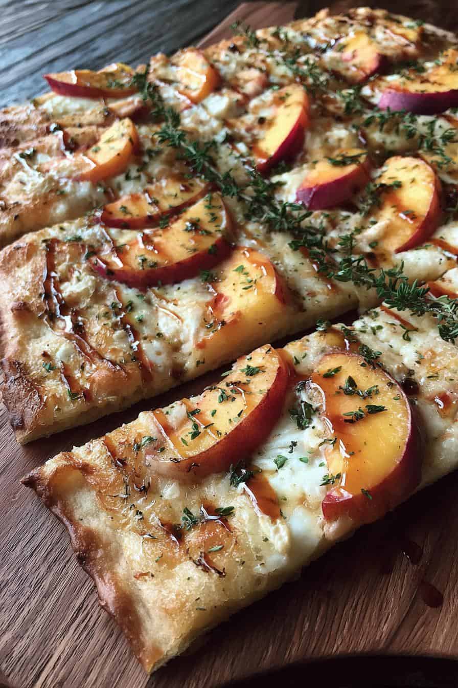 Unglaublich! Pfirsich Flammkuchen mit Brie in 15 Min