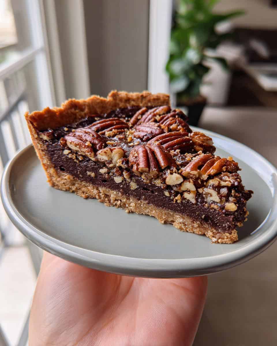 Dunkle Schokolade Pekannuss Tart mit Würmern - detail 3