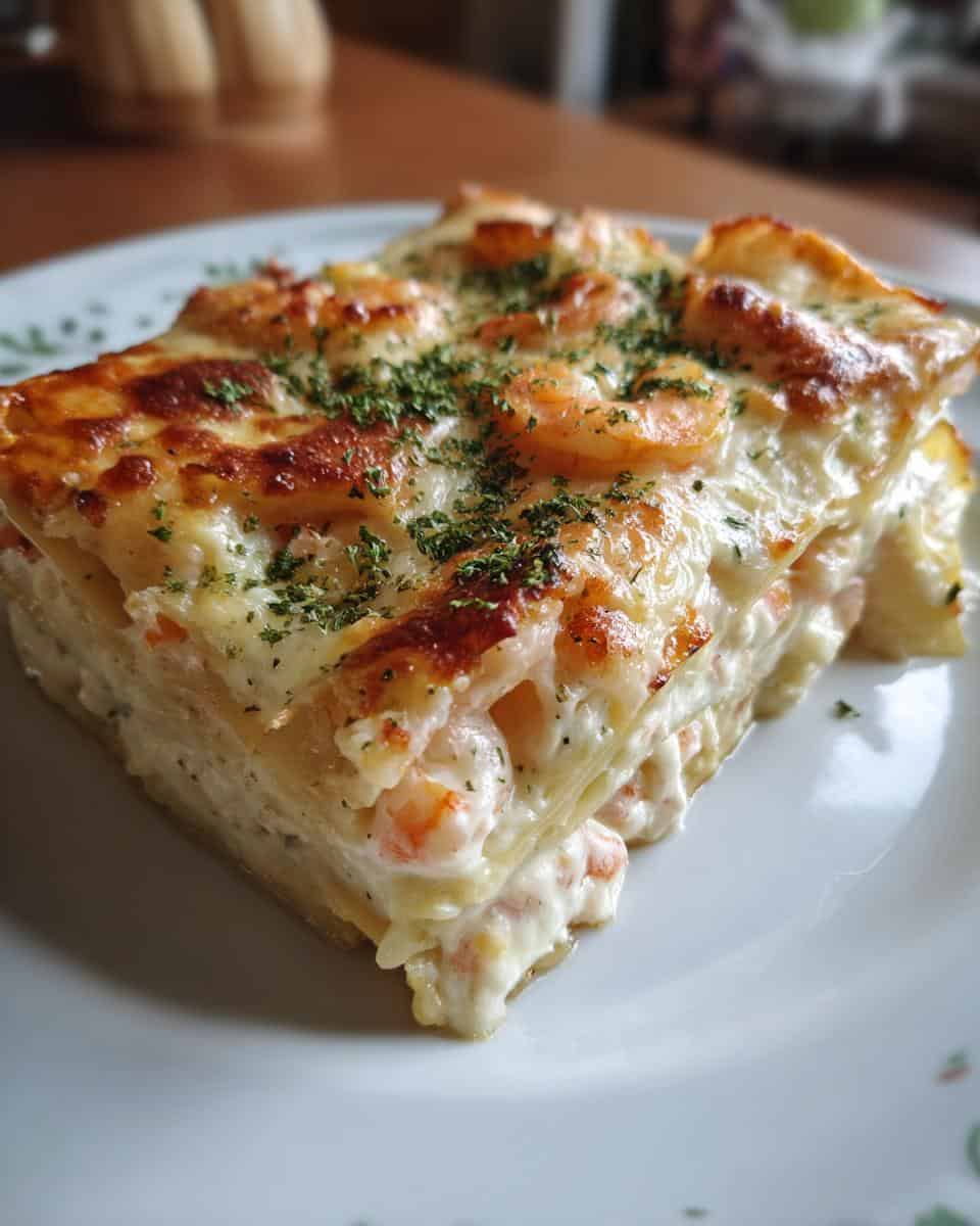 Garnelen-Lasagne mit weißer Sauce & Käse - detail 2