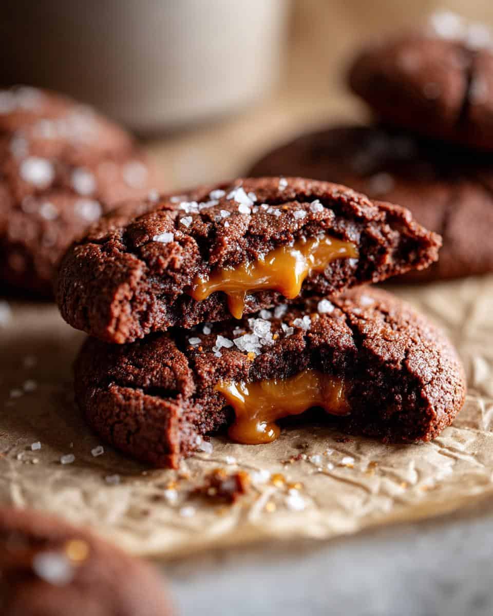 Gesalzene Karamell-Schoko-Cookies mit garantiert cremigem Karamell - detail 1