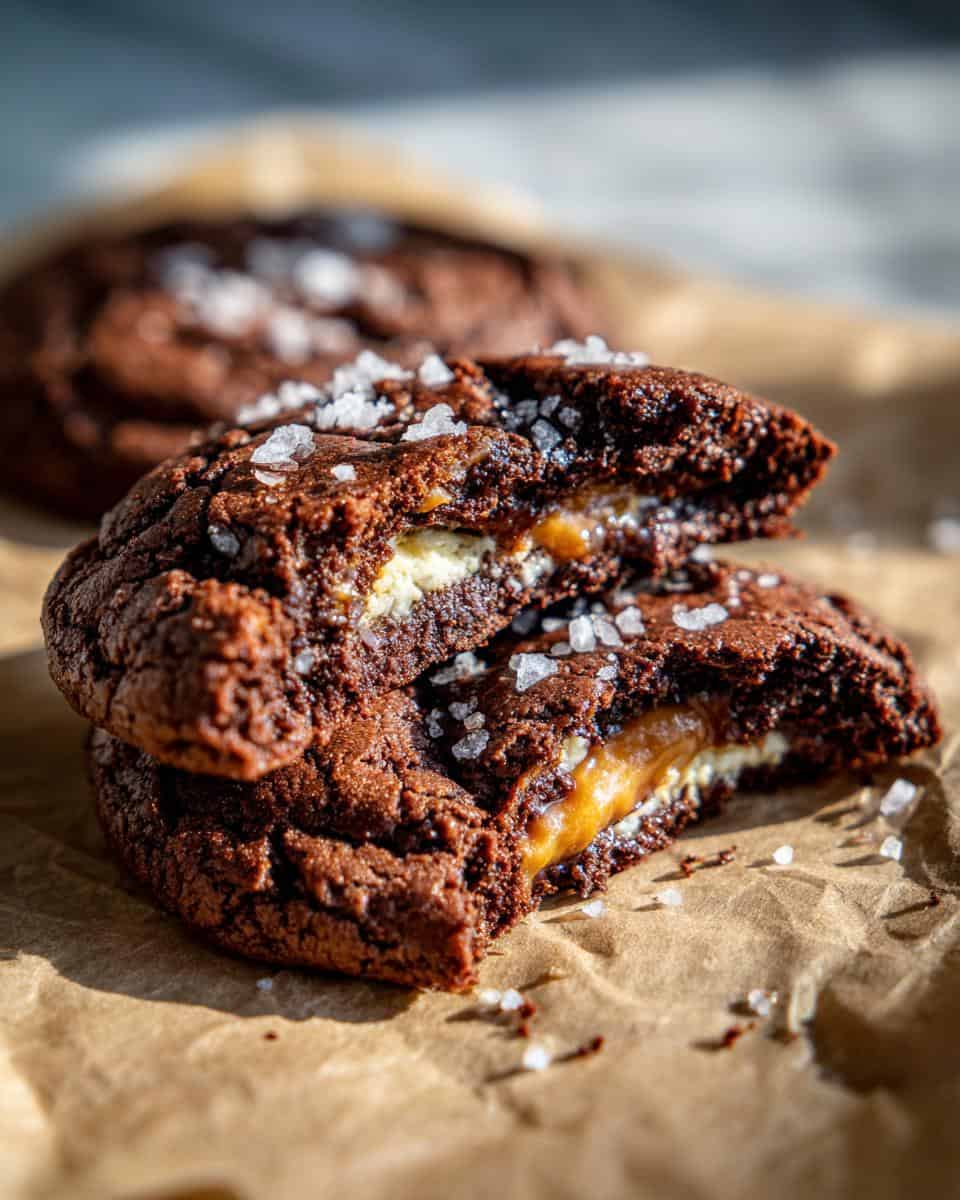 Gesalzene Karamell-Schoko-Cookies mit garantiert cremigem Karamell - detail 2