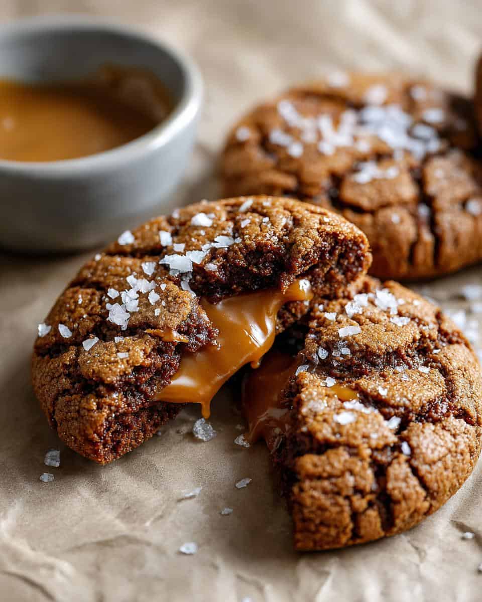 Gesalzene Karamell-Schoko-Cookies mit garantiert cremigem Karamell - detail 3