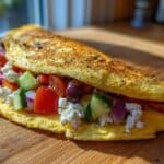 Griechischer Salat im Omelett-Wrap