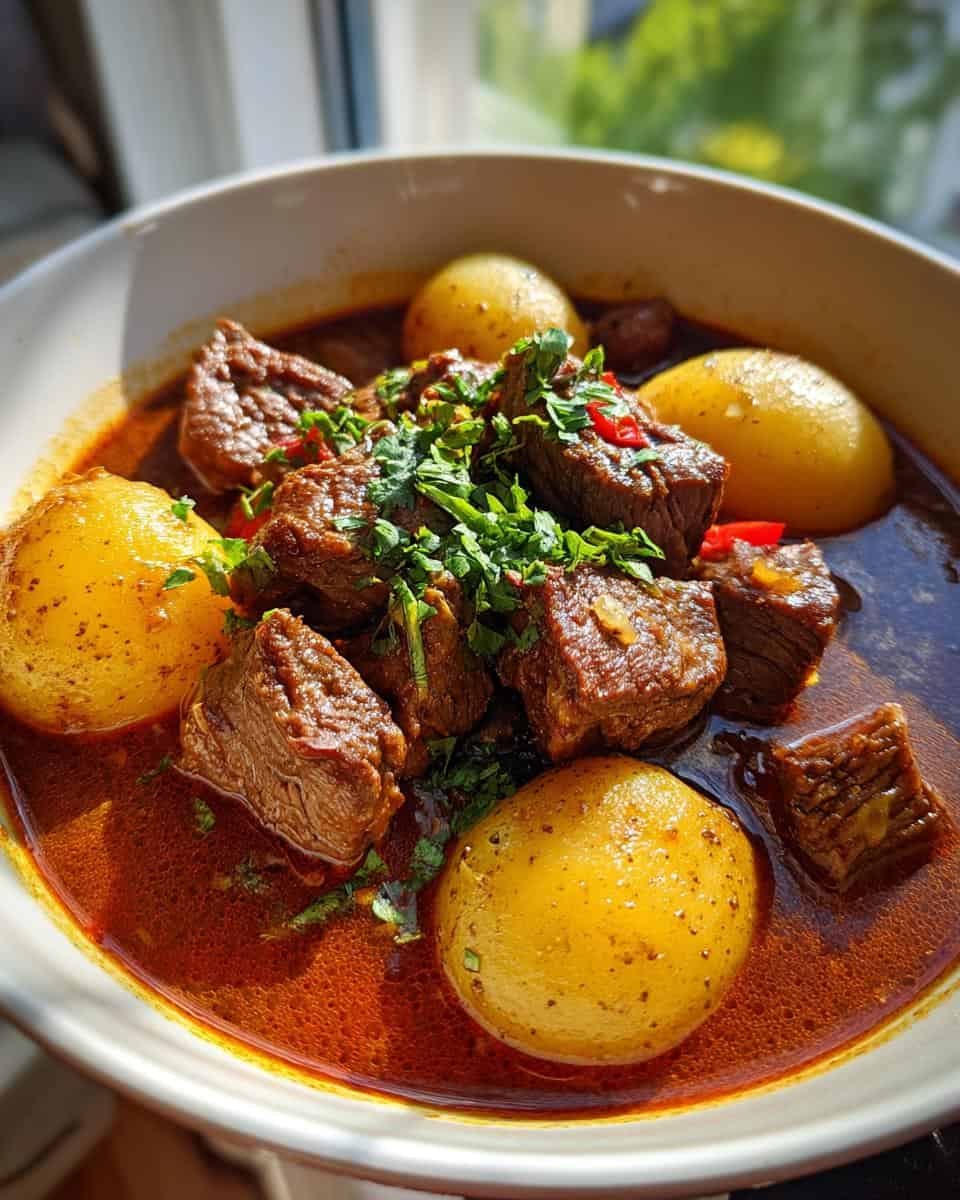 Herzhaftes Rindfleischgulasch mit Kartoffeln - detail 1