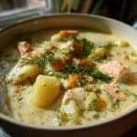 Köstliche Rahm-Fischsuppe mit Kartoffeln