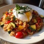 Mediterrane Reispfanne mit Burrata