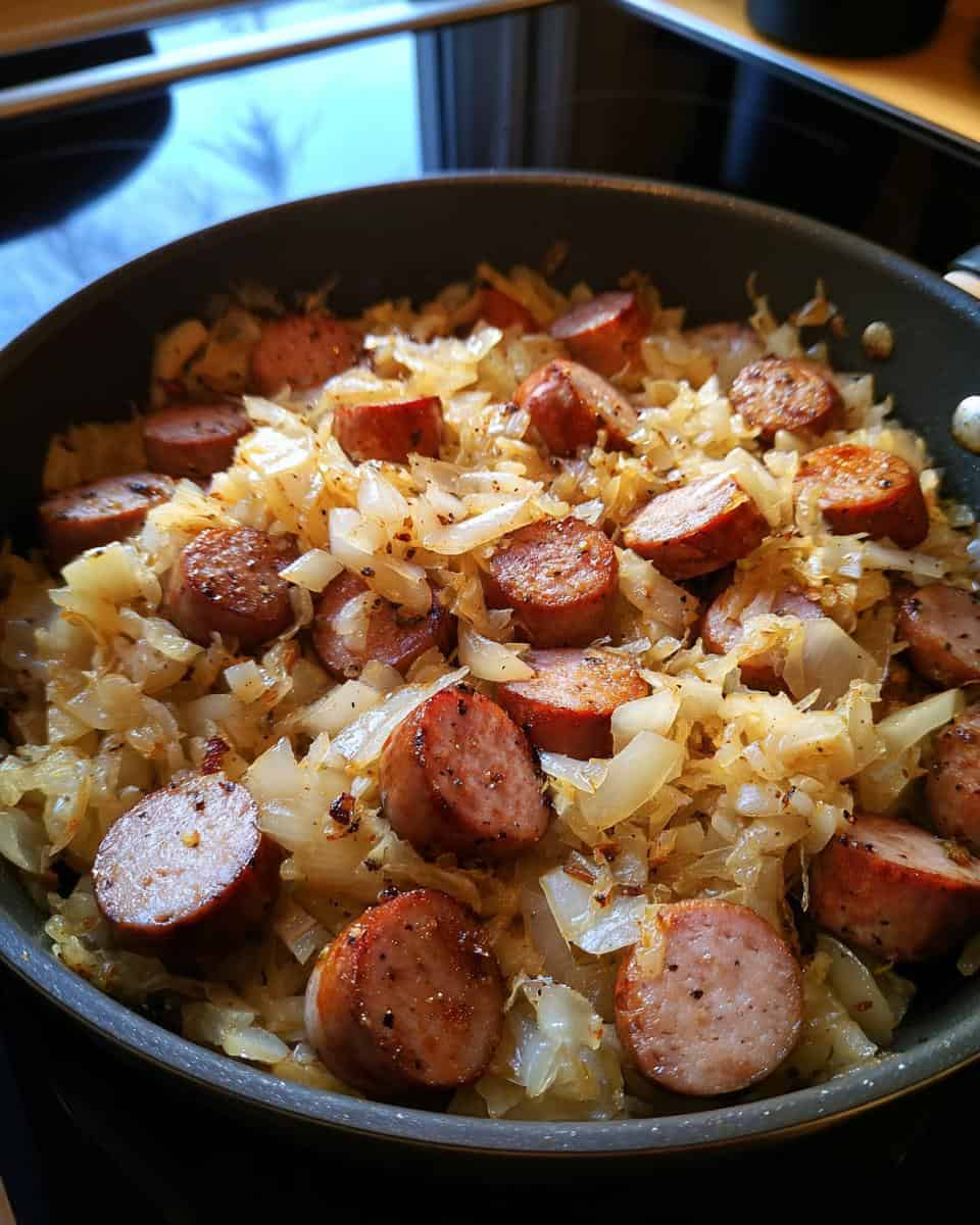 Perfekte Bratwurst-Kraut-Pfanne - detail 1