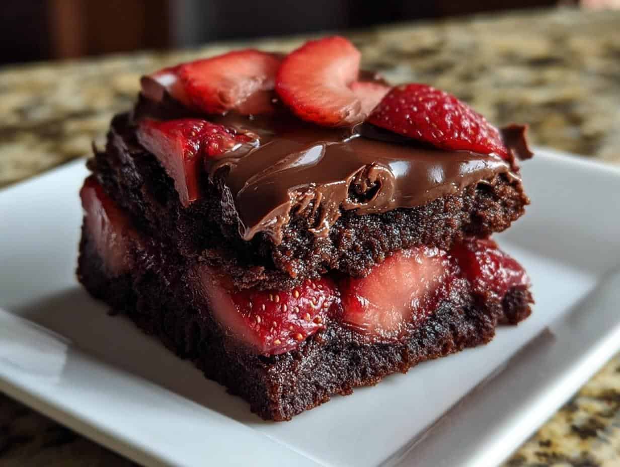 Schoko Erdbeer Brownies Genuss: 1 Glücklicher Bissen