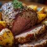 Veganer Braten mit Kräuterkruste & Petersilienkartoffeln