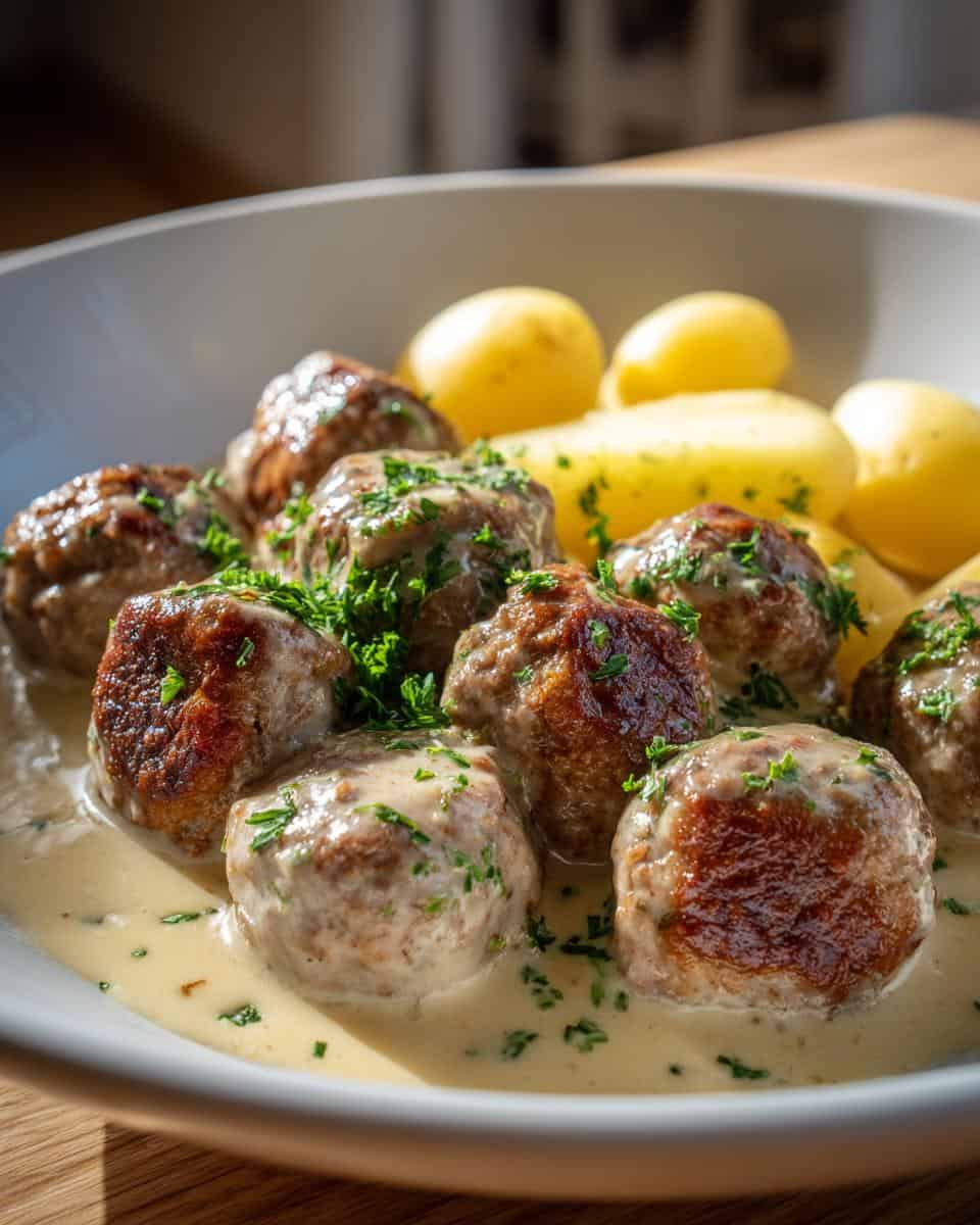 Zarte Klopse in Rahmsauce mit Kartoffeln - detail 2