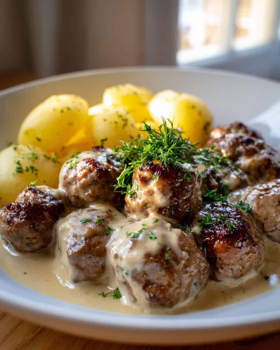 Zarte Klopse in Rahmsauce mit Kartoffeln - detail 3