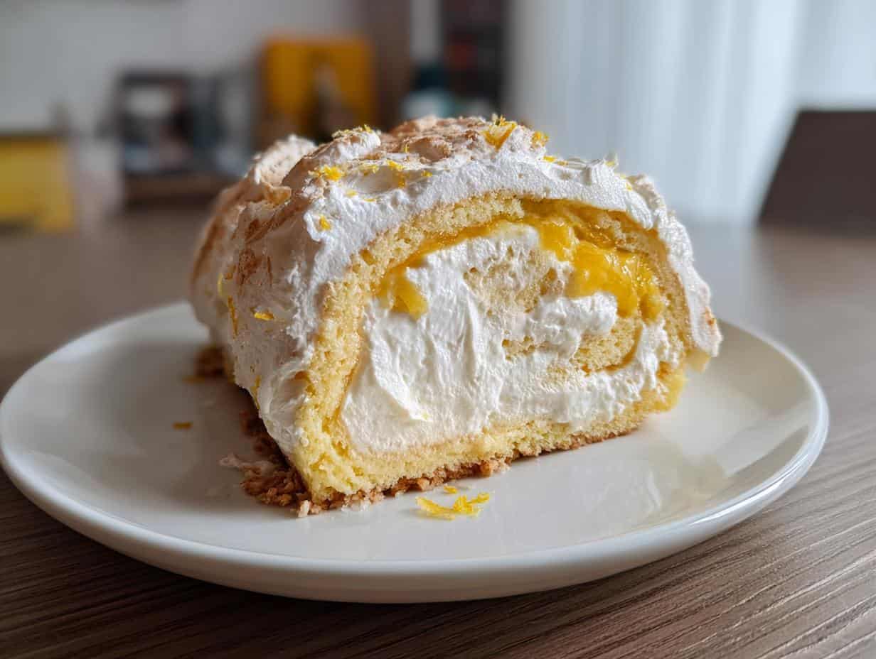 Zitronen Baiserrolle: 4 geniale Zutaten, negativer Genuss