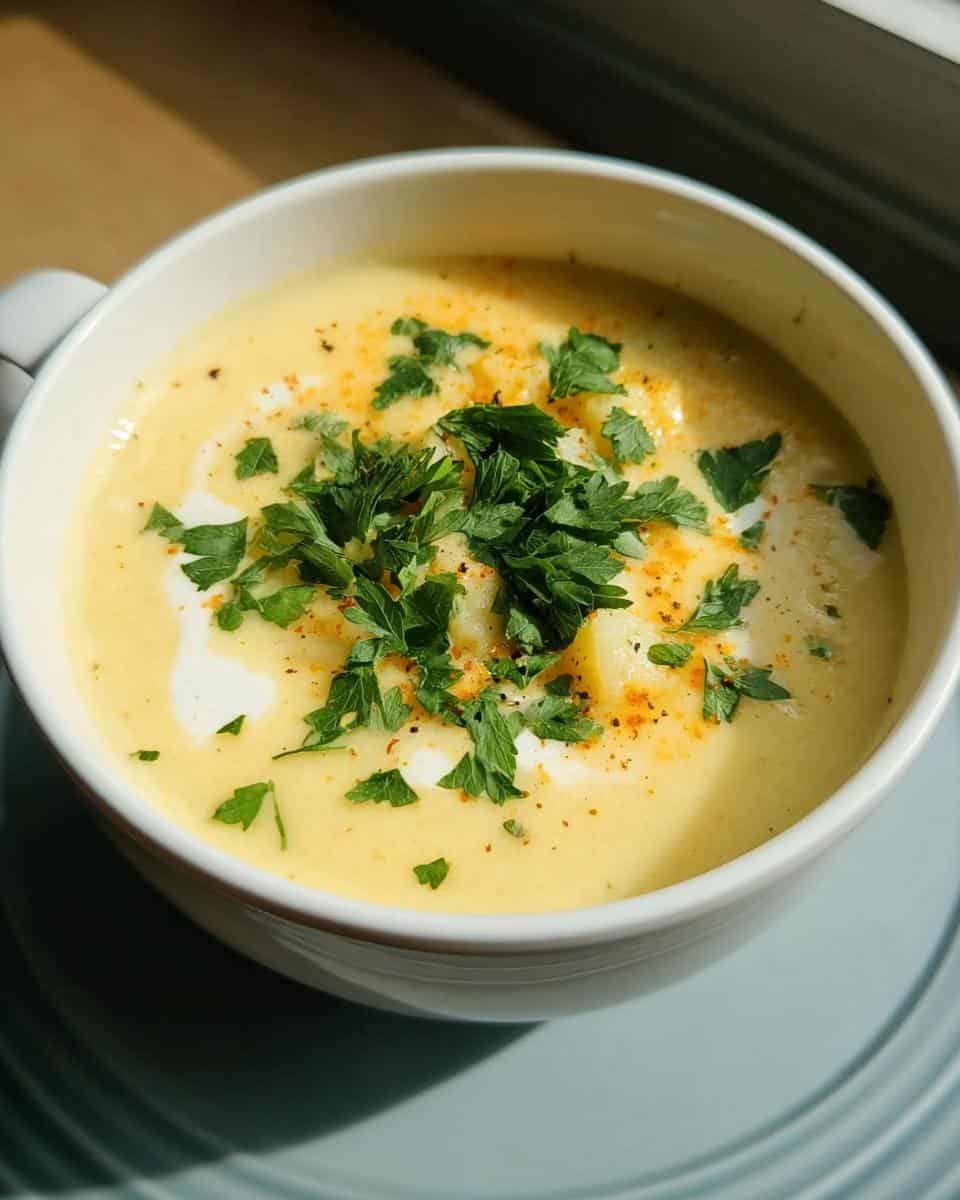 Einfache cremige Kartoffelsuppe mit frischer Petersilie - detail 1