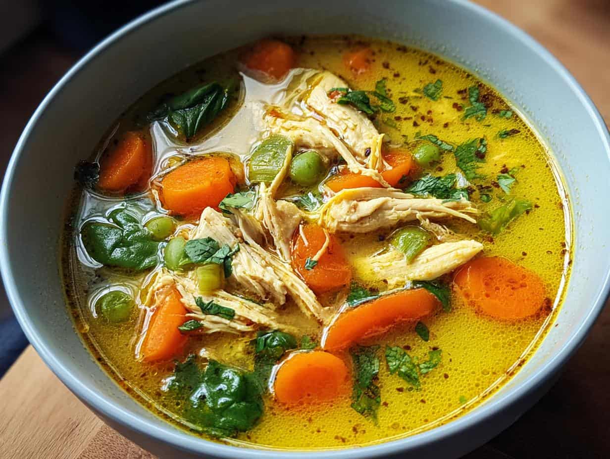 Grausame Erkältung? Wunderbares Kurkuma-Hühnersuppe Rezept in 40 Min