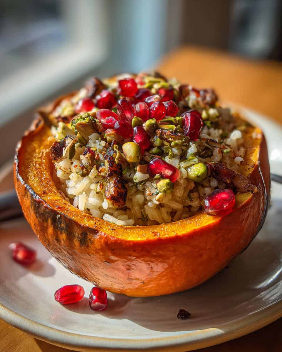 Gefüllter Ofenkürbis mit Reis und Feta - detail 1