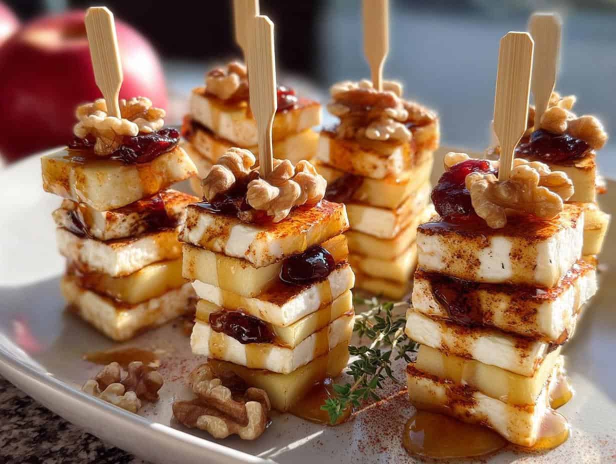 Herzhafte Apfel Camembert Spieße: 5 Minuten Wahnsinn